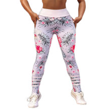 Calças esportivas florais com estampa digital customizada leggings calças de ioga com levantamento de bunda para mulheres